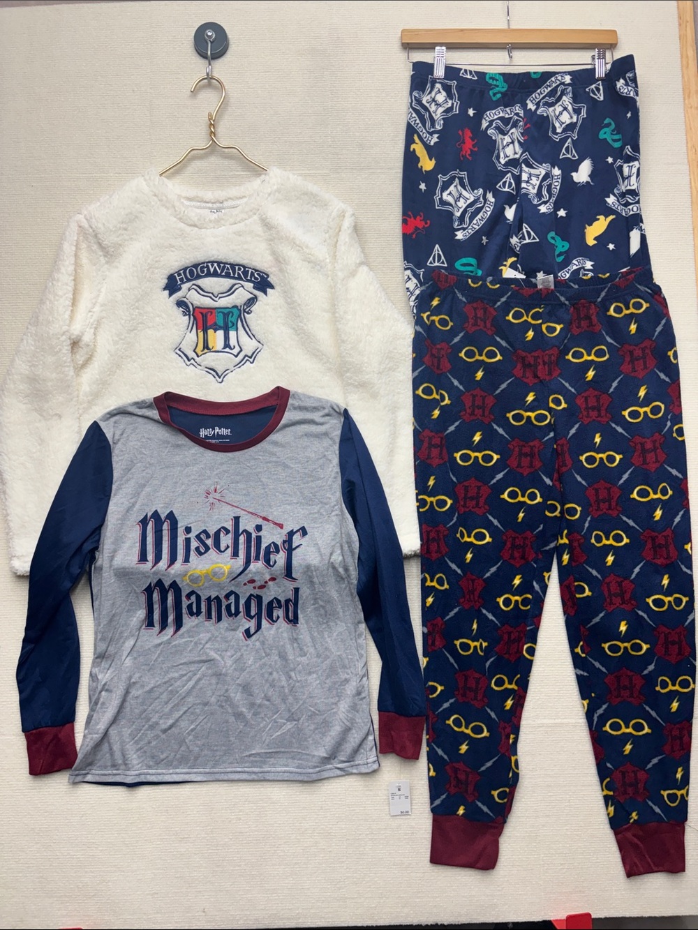 Harry Potter | small Navy, Cream & Gray Hogwarts Pajama Set sets